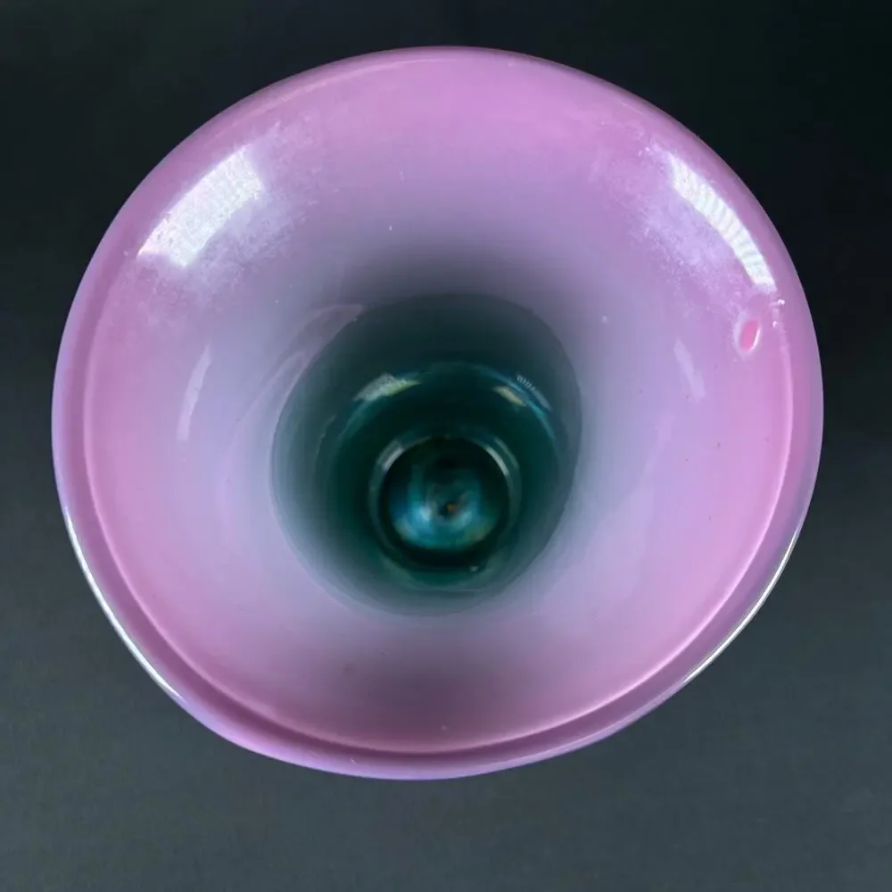 Michelle Kaptur 81' Art Glass Vase Turquoise Pink White Artisan Bend Oregon VNTG